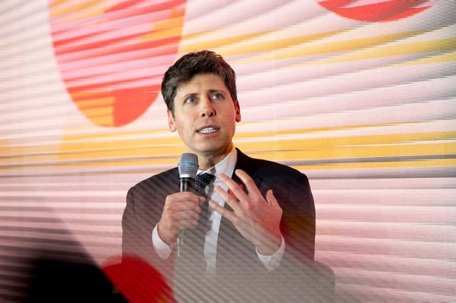 Sam Altman, chief executive officer of OpenAI Inc., speaks at Station F during the AI Action Summit in Paris, France, on Tuesday, Feb. 11, 2025.