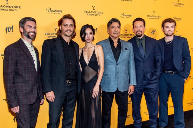 Wes Bentley, Luke Grimes, Kelsey Asbille, Gil Birmingham, Cole Hauser and Kai Caster attend Paramount&#39;s &#34;Yellowstone&#34; Season 5 New York Premiere at Walter Reade Theater on November 03, 2022 in New York City.