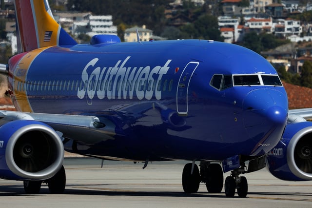 SAN DIEGO, CALIFORNIA - MARCH 4: A Southwest Airlines Boeing 737 MAX8 taxis after arriving at San Diego International Airport on March 4, 2025 in San Diego, California.  (Photo by Kevin Carter/Getty Images)