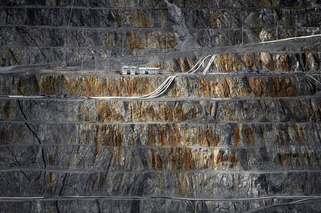 Benches line the Cobre Panamá copper mine during a press tour of the mine owned by Canada's First Quantum Minerals that was closed after Panama's Supreme Court ruled that the government concession was unconstitutional in Donoso, Panama, Friday, March 21, 2025. (AP Photo/Matias Delacroix)