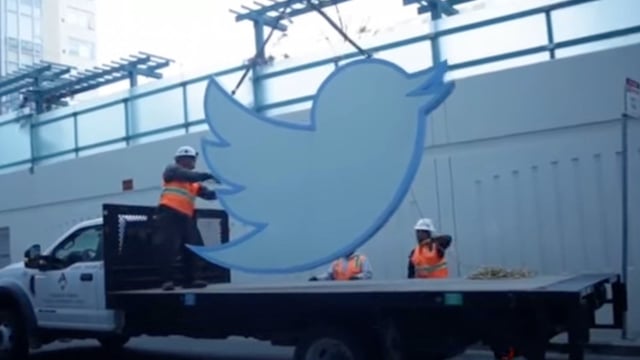 Twitter bird on back of truck