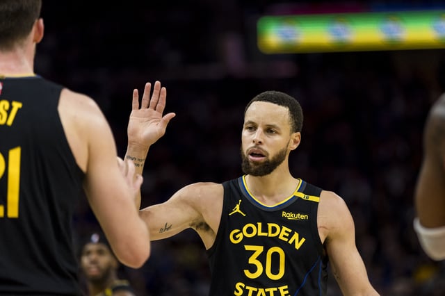 Mar 20, 2025; San Francisco, California, USA; Golden State Warriors guard Stephen Curry (30) reacts during the third quarter against the Toronto Raptors at Chase Center. Mandatory Credit: John Hefti-Imagn Images/ File Photo