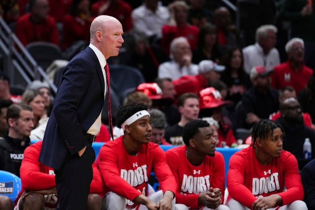 Maryland head coach Kevin Willard watches from the sideline during the first half against Grand Canyon in the first round of the NCAA college basketball tournament, Friday, March 21, 2025 in Seattle. (AP Photo/Lindsey Wasson)