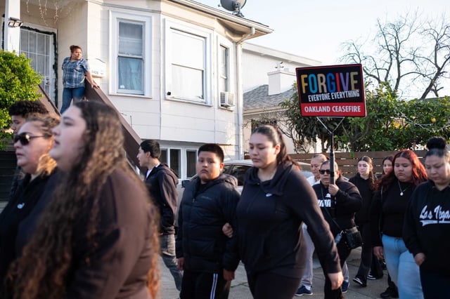 Friends and classmates gathered for a vigil and march on Friday, March 21, 2025 in honor of Derbing Jose Alvarado Gonzalez, a 15-year-old college prep student killed for his Sprayground brand backpack.
