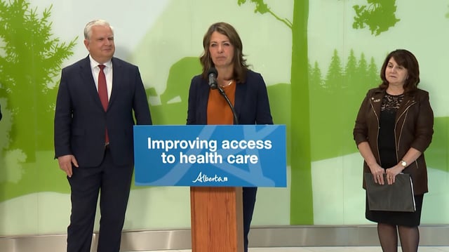 Alberta Premier Danielle Smith and Health Minister Adriana LaGrange held a press conference in Calgary on Friday, March 21, 2025.