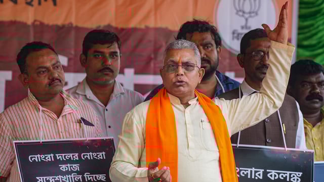 Former BJP MP Dilip Ghosh had arrived to inaugurate a newly constructed concrete road at ward No. 6,