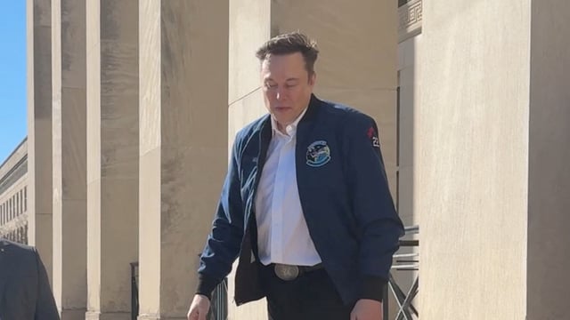Elon Musk leaves from the Pentagon in Washington, DC, on March 21, 2025 