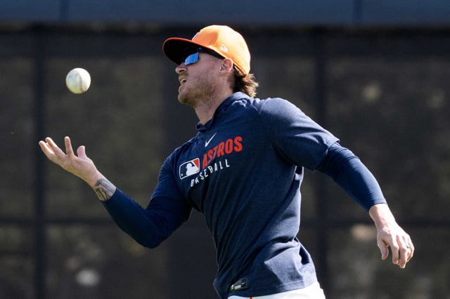 Houston Astros Ben Gamel, shown earlier in spring training, was released as outfield takes shape.