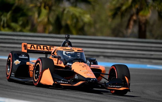 Christian Lundgaard races around The Thermal Club’s circuit during qualifying for Sunday’s The Thermal Club Indycar Grand Prix in Thermal on Saturday, Mar. 22, 2025 in Thermal. Lundgaard will start Sunday’s race second while his teammate Pato O’Ward will start from the pole. (Photo by Will Lester, Inland Valley Daily Bulletin/SCNG)