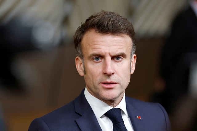 Emmanuel Macron s’exprime le jour d’un sommet de l’Union européenne à Bruxelles, Belgique, le 20 mars 2025.