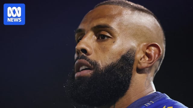 Josh Addo-Carr of the Eels looks on during during a night match