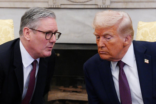 British Prime Minister Keir Starmer meets with U.S. President Donald Trump in the Oval Office at the White House on February 27, 2025 in Washington, D.C., U.S. Carl Court/Pool via REUTERS/File Photo