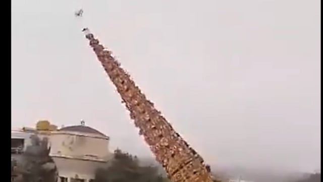 The incident occurred in Rayasandra, Parappana Agrahara in Bengaluru, when a towering 150-foot chariot, part of the festival’s religious procession, collapsed. (Screen grab from video)