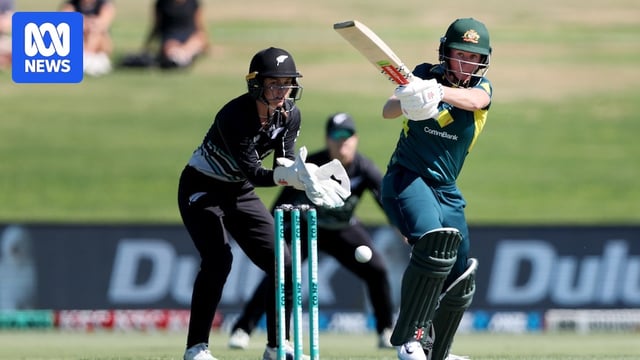 Australia batter Beth Mooney plays a pull shot in a Twenty20 against New Zealand.