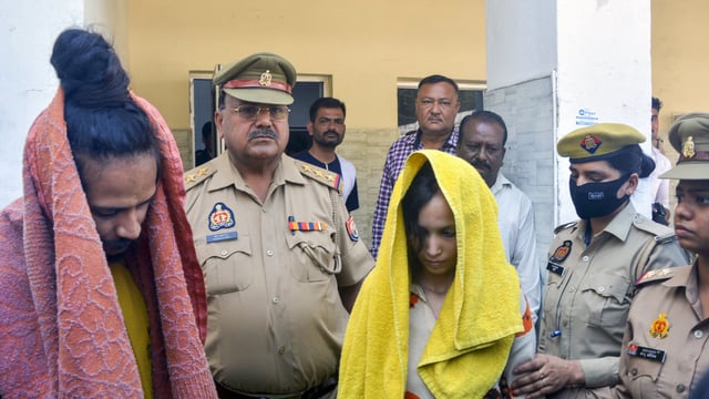 Meerut murder: Saurabh Rajput's wife, Muskan, and her lover, Sahil Shukla.