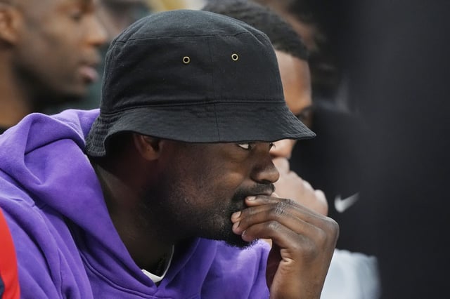 Mar 21, 2025; Minneapolis, Minnesota, USA; New Orleans Pelicans forward Zion Williamson (1) watches his team from the bench as they play the Minnesota Timberwolves in the fourth quarter at Target Center. Mandatory Credit: Bruce Kluckhohn-Imagn Images/File Photo