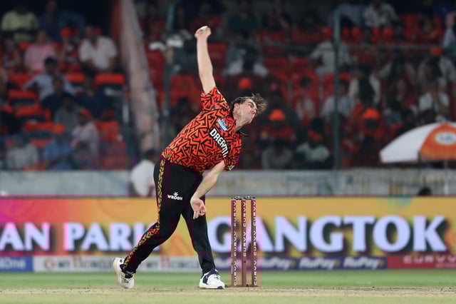 Cricket - Indian Premier League - IPL - Sunrisers Hyderabad v Rajasthan Royals - Rajiv Gandhi International Stadium, Hyderabad, India - March 23, 2025 Sunrisers Hyderabad's Pat Cummins in action REUTERS/Stringer