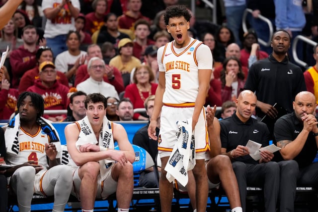 Iowa State Cyclones guard Curtis Jones celebrates after a play during the second half of a first round NCAA men’s tournament game against the Lipscomb Bisons.