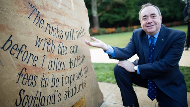Alex Salmond’s pledge on tuition fees was engraved in stone at Heriot-Watt University in 2014