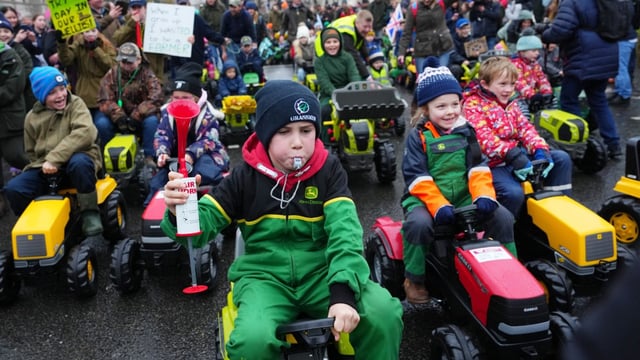 Children join the farmers rally in Parliament Square in November last year to protest against changes to inheritance tax