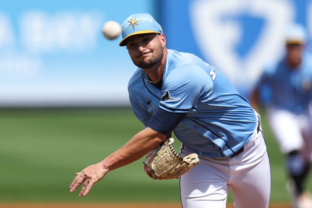 Mar 1, 2025; Port Charlotte, Florida, USA; Tampa Bay Rays pitcher Shane McClanahan (18) throws a pitch against the New York Mets in the second inning during spring training at Charlotte Sports Park. Mandatory Credit: Nathan Ray Seebeck-Imagn Images/File Photo