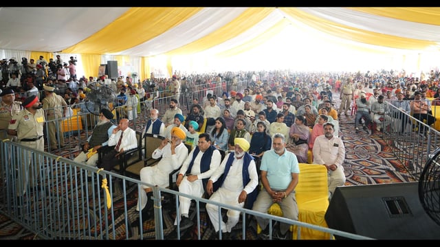 Crowd at CM Bhagwant Mann’s rally in Nawashahr on Sunday. (HT Photo)