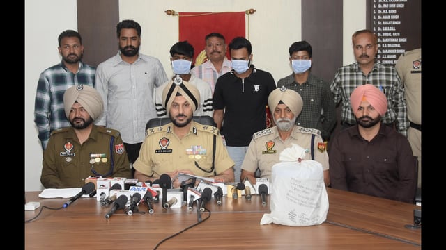 A narco-terror module and a cross-border drug cartel were busted in Amritsar with the arrest of eight persons in two cases, police said on Sunday. (HT Photo)