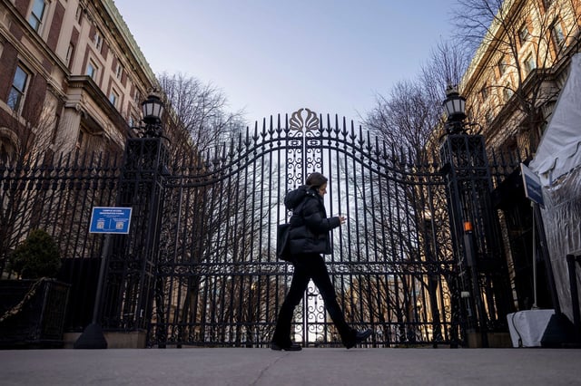 An entrance to Columbia University in New York, US, on Friday, March 7, 2025. The Trump Administration said it is canceling $400 million of federal grants and contracts to Columbia University, citing civil rights complaints against the Ivy League school by Jewish students.