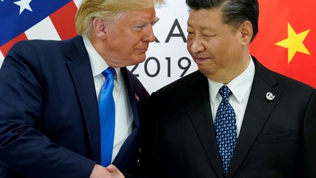 US President Donald Trump with China's President Xi Jinping at the G20 leaders summit in Osaka, Japan, June 29, 2019.