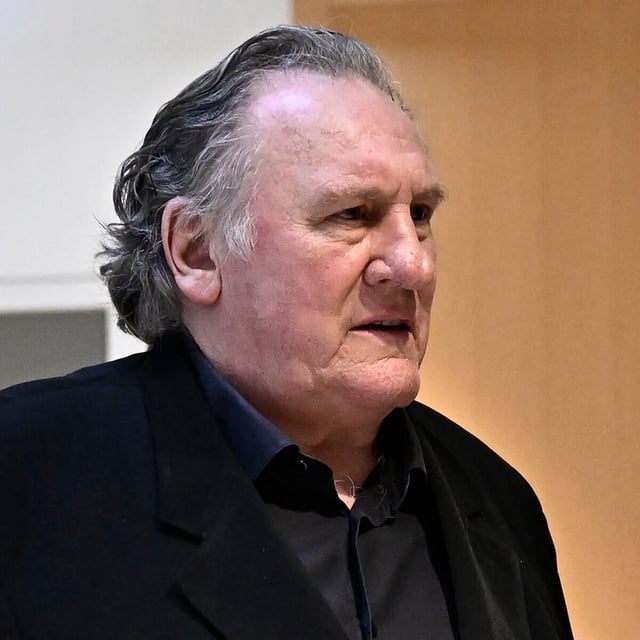 French actor Gerard Depardieu arrives for the opening of his trial in which he is accused of sexually abusing two women during a film shoot in 2021, at the Paris criminal court in the Tribunal de Paris courthouse, on March 24, 2025. Depardieu, 76, who has made more than 200 films and television series, has been accused of improper behaviour by around 20 women but this is the first case to come to trial. The two plaintiffs -- Amelie, 54, a set dresser, and Sarah (name changed), 34, an assistant director -- allege sexual assault during the filming in 2021 of "Les Volets Verts" ("The Green Shutters") by director Jean Becker. (Photo by JULIEN DE ROSA / AFP) (Photo by JULIEN DE ROSA/AFP via Getty Images)