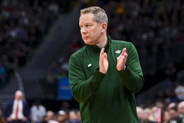 Mar 23, 2025; Seattle, WA, USA; Colorado State Rams head coach Niko Medved reacts against the Maryland Terrapins in the second half at Climate Pledge Arena. Mandatory Credit: Steven Bisig-Imagn Images/File Photo