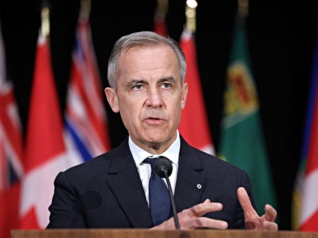 Canada's Prime Minister Mark Carney speaks during a press conference after the First Ministers Meeting in Ottawa, Canada on March 21, 2025. (Photo by Dave Chan / AFP)