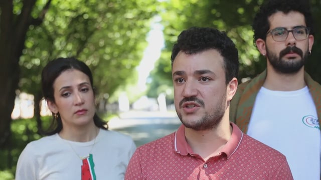 Columbia University student Mahmoud Khalil talks to reporters last June. Photo: Selcuk Acar/Anadolu via Getty Images