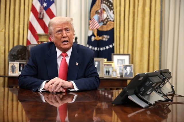 U.S. President Donald Trump speaks before signing executive orders in the Oval Office of the White House on March 06, 2025 in Washington, DC.