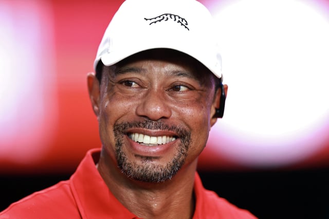 Tiger Woods of Jupiter Links Golf Club looks on after their TGL presented by SoFi match against the Atlanta Drive GC at SoFi Center on March 4, 2025, in Palm Beach Gardens, Fla.