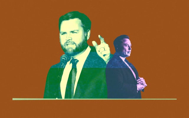 A photo illustration of two men in suits