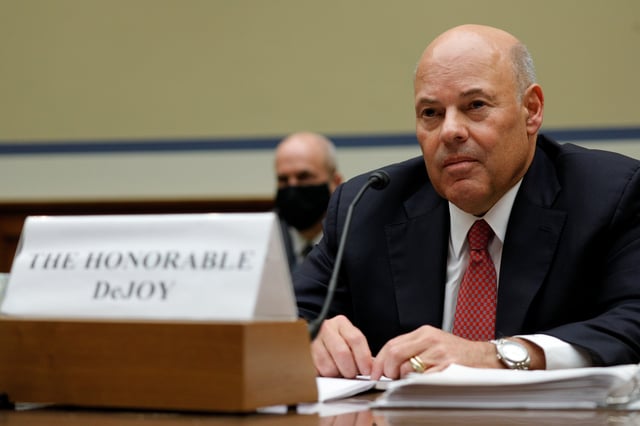 U.S. Postmaster General Louis DeJoy testifies before a House Oversight and Reform Committee hearing on slowdowns at the Postal Service ahead of the November elections on Capitol Hill in Washington, U.S., August 24, 2020.