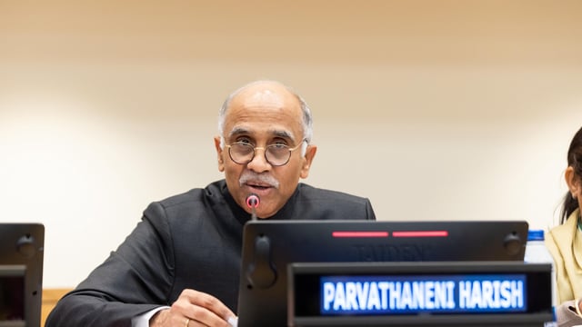 India Permanent Representative to the UN, Parvathaneni Harish addresses an event organized at UN HQ on sidelines of the 69th session of Commission on the Status of Women (CSW). 