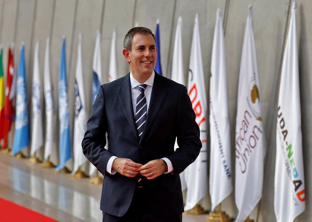 Australian Treasurer Jim Chalmers poses for a photograph as he arrives to attend a G20 finance ministers' and Central Bank governors' meeting at Gandhinagar, India, July 18, 2023. REUTERS/Amit Dave/File photo
