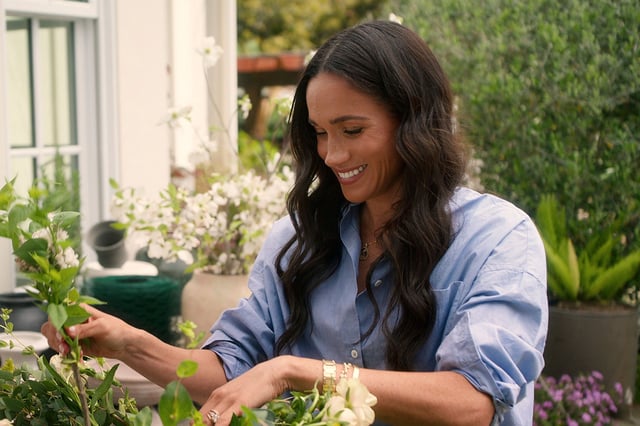 Meghan Markle arranges flowers during filming of &#39;With Love, Meghan,&#39; her Netflix cooking and lifestyle show released on March 4.