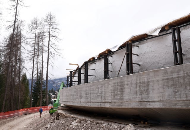2026 Milano Cortina Winter Olympics - Initial testing to be held at new Cortina sliding centre - Cortina d'Ampezzo, Italy - March 25, 2025 General view outside the training center REUTERS/Claudia Greco
