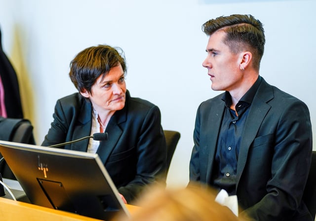 Jakob Ingebrigtsen and legal counsel Mette Yvonne Larsenat appear at South Rogaland District Court, Sandnes, Norway March 25, 2025. NTB/Lise Aserud/via REUTERS