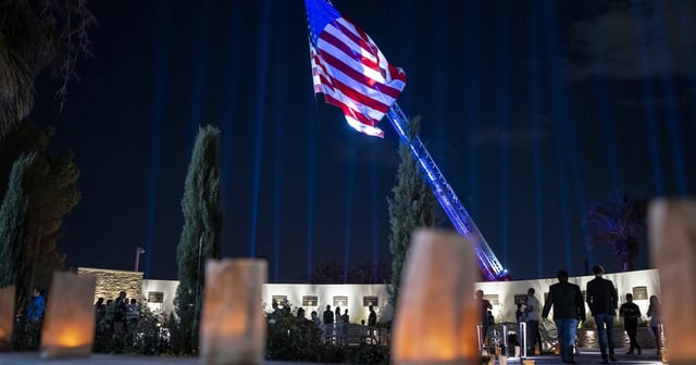 Guests visit the memorial on the third anniversary of the Walmart mass shooting that left 23 dead, at the El Paso County Healing Garden on Wednesday, Aug. 3, 2022.