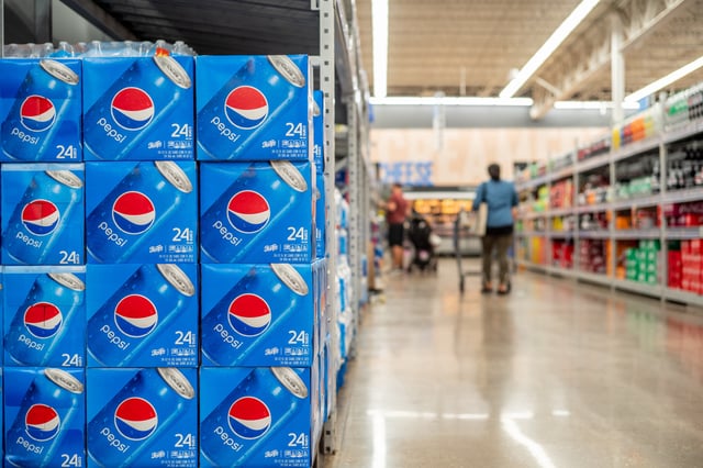 File photo: Pepsi sodas displayed for purchase at a Walmart Supercenter on December 06, 2022 in Austin, Texas.