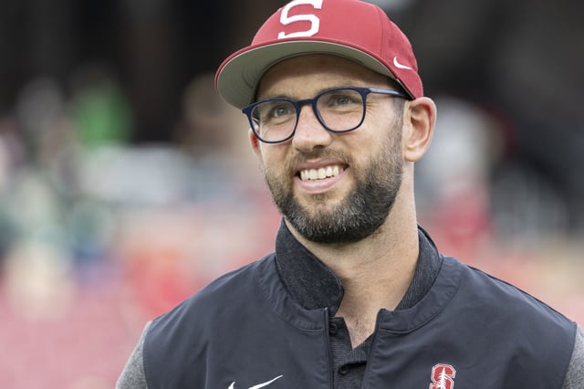 Former Stanford and NFL quarterback Andrew Luck is inducted into the Stanford Athletics Hall of Fame at halftime of a Pac-12 NCAA college football game between the Stanford Cardinal and the Oregon Ducks on September 30, 2023.