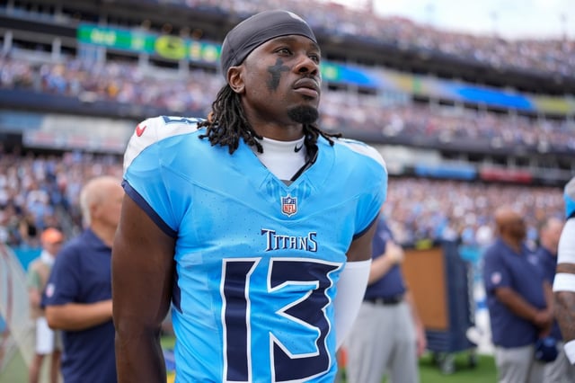FILE - Tennessee Titans cornerback Chidobe Awuzie (13) before an NFL football game against the Green Bay Packers, Sunday, Sept. 22, 2024, in Nashville, Tenn. (AP Photo/George Walker IV, File)