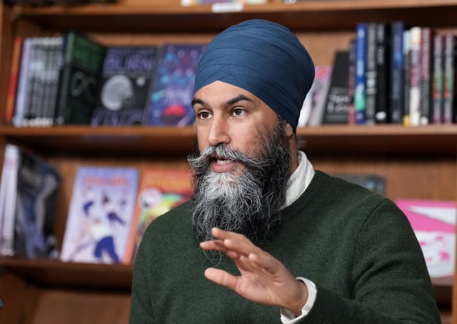 NDP Leader Jagmeet Singh speaks at a book store during a federal election campaign stop in Toronto on Tuesday, March 25, 2025.