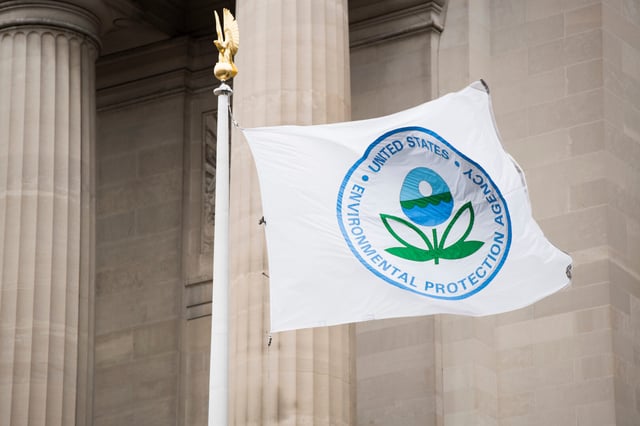 A flag with the Environmental Protection Agency logo.