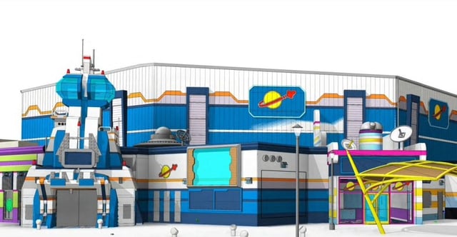 Concept art of the Lego Galaxy indoor roller coaster “space port” at Legoland California. (Courtesy of Legoland California via the Carlsbad Planning Commission)
