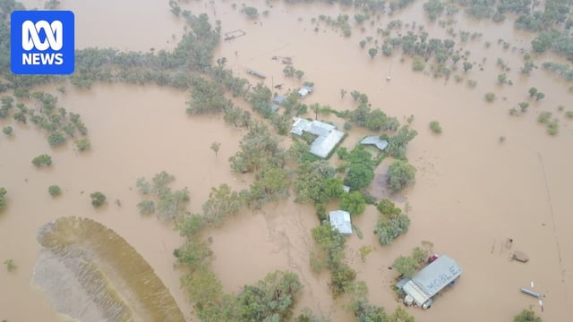 Aerial view of water and station in Queensland